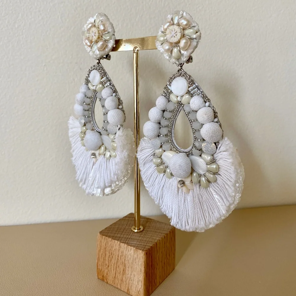Ranjana Khan Simone Beaded Clip-On Statement Earrings